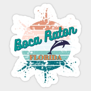 Boca Raton Florida Exploding Retro Sunset Sticker